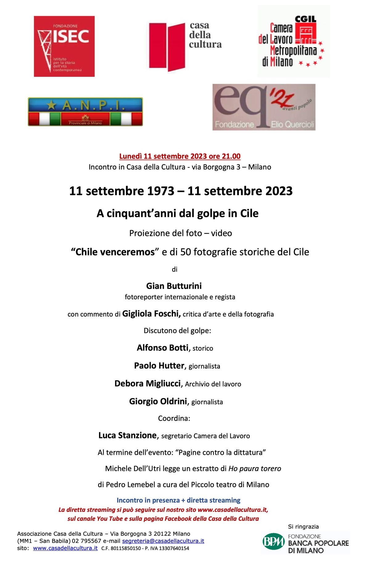 11 settembre 2023 Cile 50 del golpe